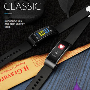 Casque Bluetooth 4.1 + Bracelet intelligent(  0,96 pouces) avec: Podomètre de soutien /Calories brûlées / Moniteur de fréquence cardiaque...Couleurs noire et grise