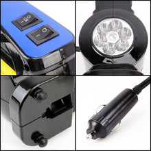 Charger l&#39;image dans la galerie, Portable Metal Cylinder Tire Inflator Air Compressor with Pressure Gauge And Three Nozzle Adapters for Cars Vans Air Mattress Balls, 100-150 PSI 35-55L/min, Voltage DC 12-13.6V, Current: 15A