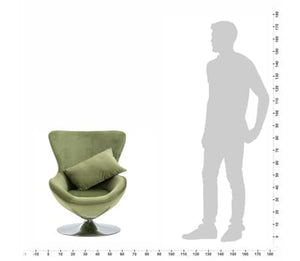 Chaise Oeuf pivotante avec coussin en velours vert clair