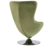 Charger l&#39;image dans la galerie, Chaise Oeuf pivotante avec coussin en velours vert clair