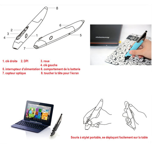 Souris intelligente sans fil ( innovante) de type stylo , 2,4 GHz, pour ordinateur portable PC