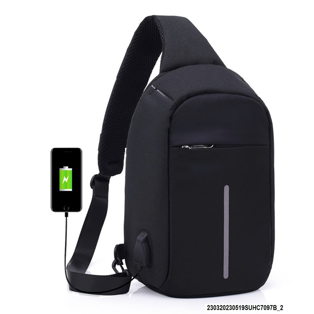 Multi-Function Portable Casual Chest Bag Outdoor Sports Anti-theft Shoulder Bag with External USB Charging Interface for Men / Women