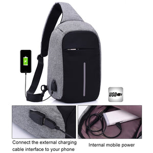 Multi-Function Portable Casual Chest Bag Outdoor Sports Anti-theft Shoulder Bag with External USB Charging Interface for Men / Women