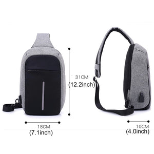 Multi-Function Portable Casual Chest Bag Outdoor Sports Anti-theft Shoulder Bag with External USB Charging Interface for Men / Women