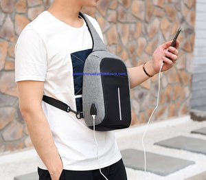 Multi-Function Portable Casual Chest Bag Outdoor Sports Anti-theft Shoulder Bag with External USB Charging Interface for Men / Women