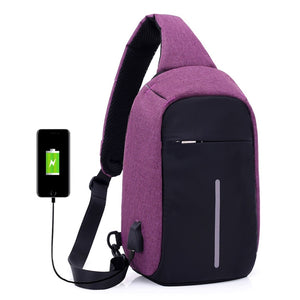 Multi-Function Portable Casual Chest Bag Outdoor Sports Anti-theft Shoulder Bag with External USB Charging Interface for Men / Women