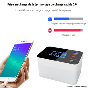 Chargeur Multifonction avec Affichage LED, Chargez plusieurs appareils en même temps