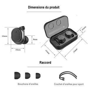 Écouteur Bluetooth 5.0 sans fil, tactile , étanche
