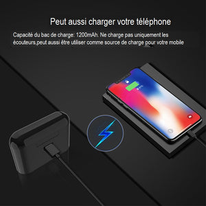 Écouteur Bluetooth sans fil, Bluetooth 5.0 avec boîte de chargement magnétique, prise en charge de la conversation bidirectionnelle