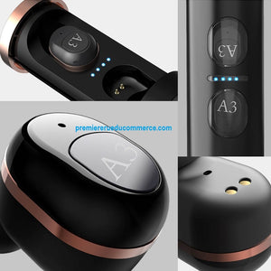 Écouteur Bluetooth sans fil ,Bluetooth 5.0 étanche avec boîte de chargement, prise en charge des appels et puissance d'affichage IOS