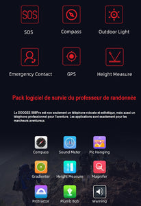 Téléphone robuste DOOGEE S88 Pro, 6 Go + 128 Go IP68 / IP69K étanche à la poussière, antichoc, triple identification d'empreintes digitales pour caméras arrière, chargement sans fil