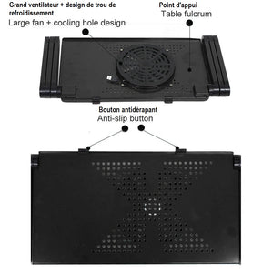 Support de bureau pliable réglable(à 360 degrés) en alliage d'aluminium  avec ou sans tapis de souris pour ordinateur portable