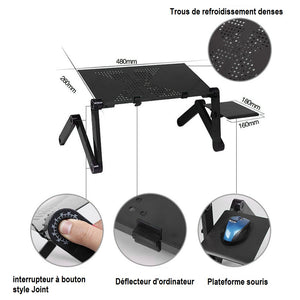 Support de bureau pliable réglable(à 360 degrés) en alliage d'aluminium  avec ou sans tapis de souris pour ordinateur portable