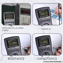 Charger l&#39;image dans la galerie, 2 en 1 oscilloscope multimètre 2,4 pouces écran couleur mètre testeur de fréquence de résistance numérique 1MHz 2.5Msps mètre