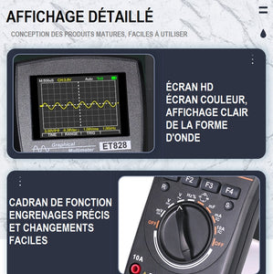 2 en 1 oscilloscope multimètre 2,4 pouces écran couleur mètre testeur de fréquence de résistance numérique 1MHz 2.5Msps mètre