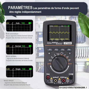 2 en 1 oscilloscope multimètre 2,4 pouces écran couleur mètre testeur de fréquence de résistance numérique 1MHz 2.5Msps mètre