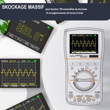 Charger l&#39;image dans la galerie, 2 en 1 oscilloscope multimètre 2,4 pouces écran couleur mètre testeur de fréquence de résistance numérique 1MHz 2.5Msps mètre