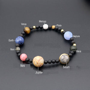 Bracelet Univers Galaxy des Huit Planètes( système solaire) en pierre Naturelle